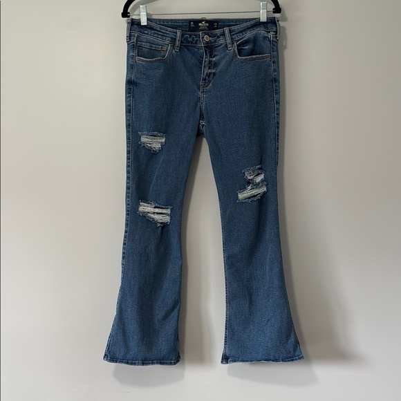 Hollister Flare Wide Leg Jeans with Distressed Details - Picture 1 of 4